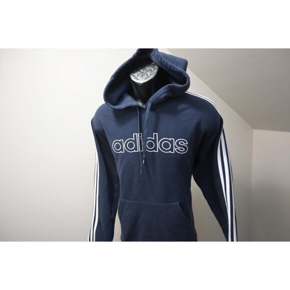 Adidas Jogger Hoodie Fleece Pull Over Sweatshirt Blue Athletic Mens Large - Picture 1 of 7